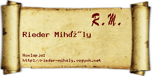 Rieder Mihály névjegykártya