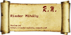Rieder Mihály névjegykártya